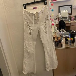 Edikted white tie up pants